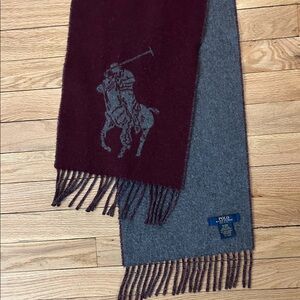 Polo by Ralph Lauren Men's Burgundy and Gray Scarf
